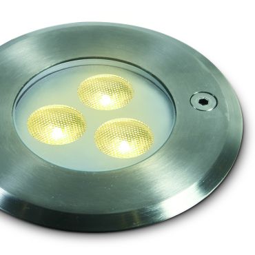 ONE Light LED Underwater Range - projecteur sous-marin à LED - Ø 100 mm, Ø 88 mm encastrable - 3 x 1W LED dimmable inclus - IP68 - acier inoxydable - couleur de lumière blanc chaud