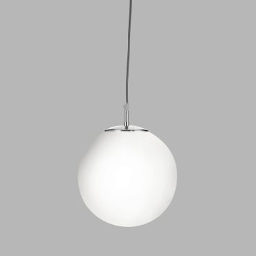 Searchlight Atom - lampe suspendue - Ø 25 x 120 cm - argent satiné et opale brillant