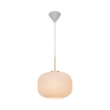Nordlux Milford 30 - lampe suspendue - Ø 30 x 238 cm - blanc opale et laiton