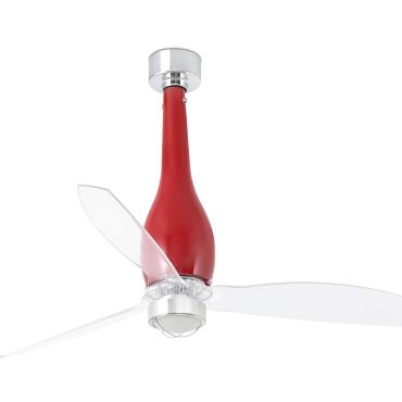 Faro Eterfan - ventilateur de plafond avec lumière et télécommande - Ø 128 cm - 17W LED inclus - rouge et transparent