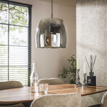 Vico Drift Glass - lampe suspendue - Ø 35 x 150 cm - gris fumé