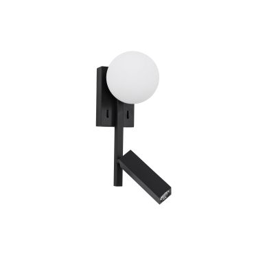 Nova Luce Joline - applique murale avec interrupteur - 14 x 10 x 26 cm - 3W LED inclus - noir sable et blanc opale