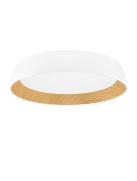 Nova Luce Sigi - plafonnier - Ø 60 x 12 cm - 50W dimmable LED inclus - blanc sablé et bois