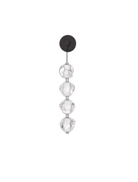 Nova Luce Ifos - applique murale - Ø 12 x 67 x 13,5 cm - 17W dimmable LED inclus - noir sablé et métal chromé