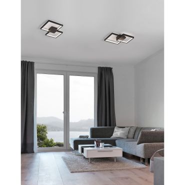 Nova Luce Porto - plafonnier - 32 x 32 x 6 cm - 19W LED inclus - noir sable
