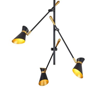Searchlight Diablo - plafonnier - 65 x 55 x 69 cm - 3 x 4W LED inclus - noir mat et or brillant