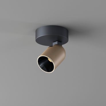Artdelight Houston - spot en saillie 1 lumière - Ø 10 x 12,5 cm - 8W LED dimmable inclus - noir et champagne