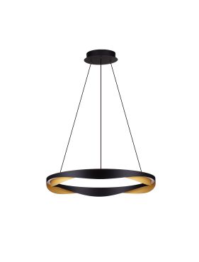 Nova Luce Radon - lampe suspendue - Ø 65 x 160 cm - 53W dimmable LED inclus - noir mat et or