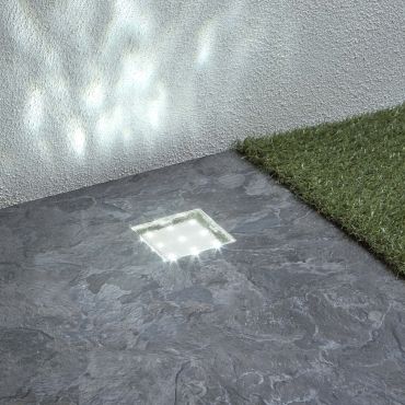 Searchlight LED Outdoor - spot extérieur au sol - 8 x 8 x 6,4 cm - 0,54W LED inclus - IP68 - transparent