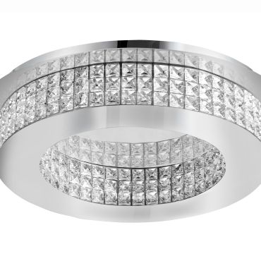 Nova Luce Zeffari - plafonnier - Ø 50 x 10,7 cm - 40W LED inclus - chrome