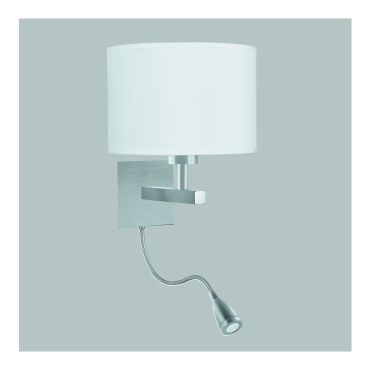 Searchlight Wall - applique murale avec double interrupteur - 20 x 25 cm - 1W LED inclus - argent satiné