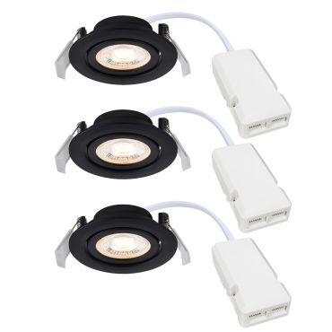 Nordlux Monolo 3-Kit - spot encastré - Ø 82 mm, Ø 68 mm taille d'encastrement - 3 niveaux de gradation - 4,8W LED inclus - noir