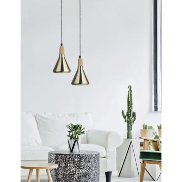 Nova Luce Venanzio - lampe suspendue - Ø 12,5 x 120 cm - laiton