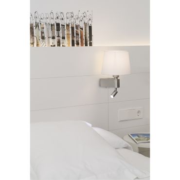 Faro Room - applique murale avec interrupteur - 20 x 22,5 x 29 cm - 3W LED inclus - blanc et nickel satiné