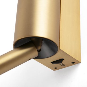 Faro Dante - applique murale avec liseuse - 24 x 5 x 8 cm - 5W+3W LED incl. - or