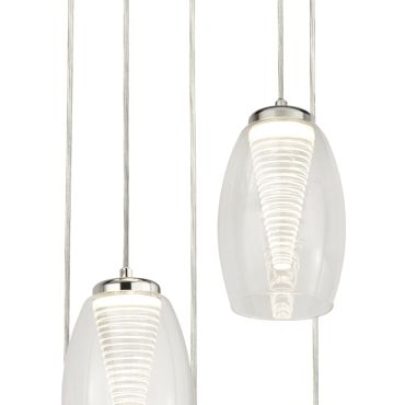 Searchlight Cyclone - lampe suspendue - Ø 35 x 150 cm - 27W LED dimmable inclus - chrome et transparent
