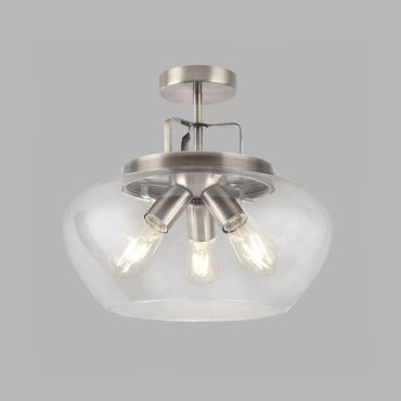Searchlight Boule - plafonnier - Ø 40 x 36 cm - argent satiné