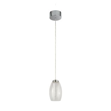 Searchlight Cyclone - lampe suspendue - Ø 11,5 x 120 cm - 6W LED inclus - chrome et transparent