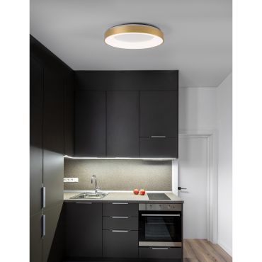 Nova Luce Rando Thin - plafonnier - Ø 60 x 9 cm - 50W LED dimmable inclus - or brossé