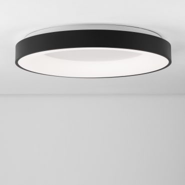 Nova Luce Rando Thin - plafonnier - Ø 60 x 9 cm - 50W LED dimmable inclus - noir sable - couleur blanc chaud