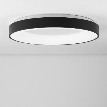 Nova Luce Rando Thin - plafonnier - Ø 60 x 9 cm - 50W LED dimmable inclus - noir sable - lumière blanche