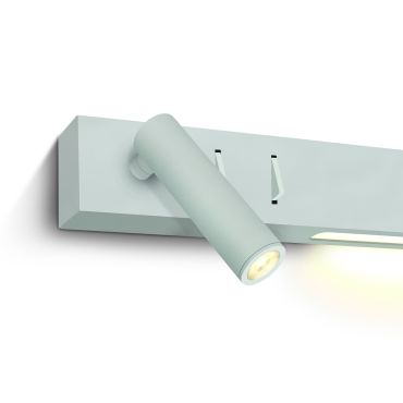 ONE Light Reading Spot - spot mural avec interrupteur - 30 x 3,5 x 5 cm - 3W + 6W LED inclus - blanc
