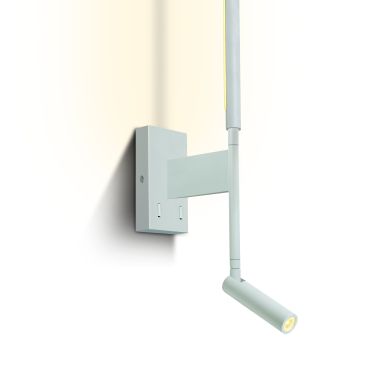 ONE Light Reading Spot - spot mural avec interrupteur - 10 x 7 x 51,5 cm - 3W + 6W LED inclus - blanc