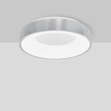Nova Luce Rando Thin - plafonnier - Ø 38 x 9 cm - 30W LED dimmable inclus - argent brossé