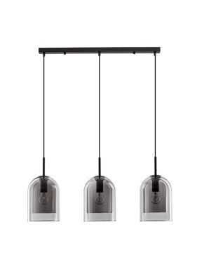 Nova Luce Velor 3L - lampe suspendue - Ø 70 x 158 cm - verre fumé et noir