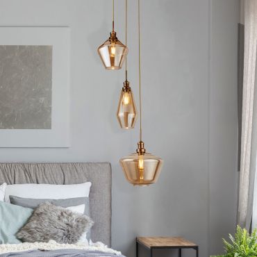Searchlight Mia - lampe suspendue - Ø 51 x 150 cm - champagne