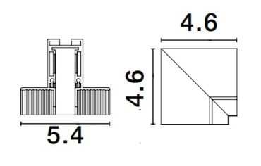 Nova Luce Ultra Slim - rail magnétique encastré sans raccord avec ailettes de 1cm de profondeur - connecteur vertical à 90 degrés - 4,6 x 4,6 cm - noir