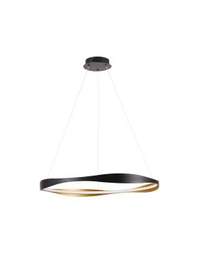 Nova Luce Dobi - lampe suspendue - Ø 80 x 120 cm - 40W dimmable LED inclus - noir sablé et or