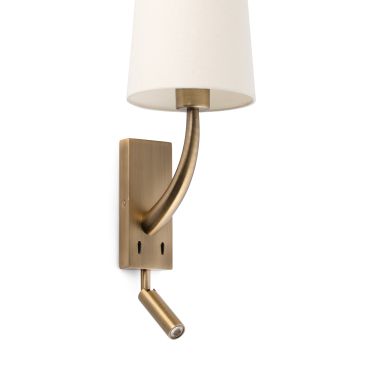 Faro Rem - applique murale avec interrupteur - 16,5 x 21 x 61 cm - 4W LED inclus - beige et vieil or