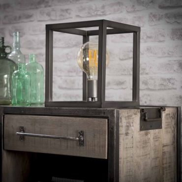 Vico Square Tube - lampe à poser - Ø 25 x 30 cm - argent