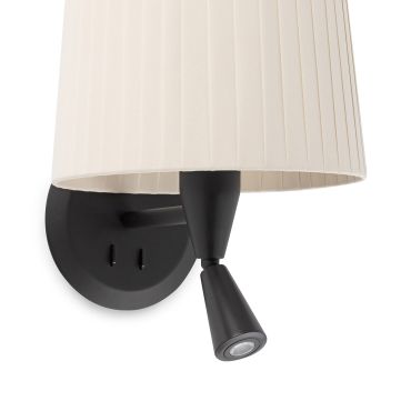 Faro Samba - applique murale avec interrupteur - 21,5 x 19 x 17,3 cm - 3W LED inclus - noir et beige