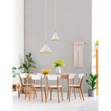 Nova Luce Juno - lampe suspendue - Ø 18 x 140 cm - blanc et or