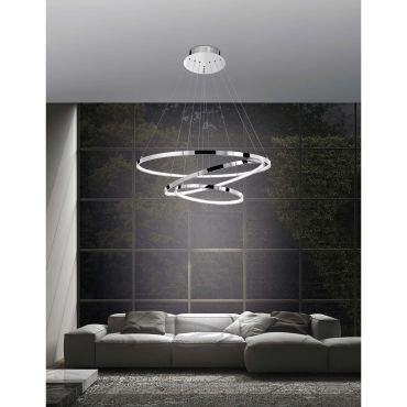 Nova Luce Aria - lampe suspendue - Ø 80 x 120 cm - 145W LED dimmable inclus - chrome