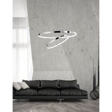 Nova Luce Aria - lampe suspendue - Ø 60 x 120 cm - 85W LED dimmable inclus - chrome