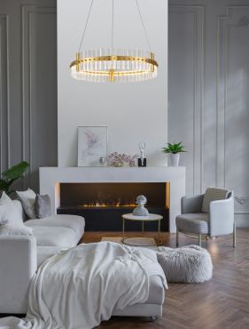 Nova Luce Kezo - lampe suspendue - Ø 60 x 130 cm - 45W dimmable LED inclus - or