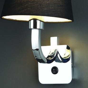 Maxlight Denver - applique murale - 24 x 22 x 33 cm - noir et chrome