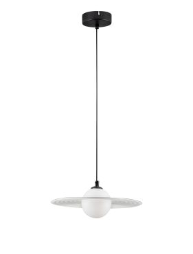 Nova Luce Reflet - lampe suspendue - Ø 30 x 220 cm - noir sablé et blanc