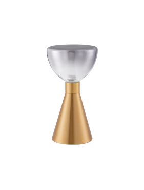 Nova Luce Voi - lampe à poser - 17 x 32 cm - 8W LED inclus - laiton doré et verre fumé
