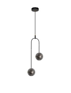Nova Luce Las - lampe suspendue - Ø 31 x 210 cm - 20W LED inclus - noir sablé, or et gris fumé