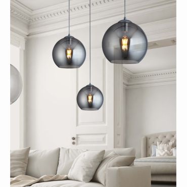 Searchlight Balls - lampe suspendue - Ø 30 x 120 cm - verre fumé