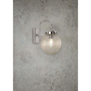 Searchlight Belvue - applique murale avec interrupteur à tirette - 16 x 27 cm - IP44 - chrome