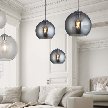 Searchlight Balls - lampe suspendue - Ø 25 x 120 cm - verre fumé