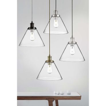 Searchlight Pyramid - lampe suspendue - Ø 29 x 100 cm - transparent et chromé