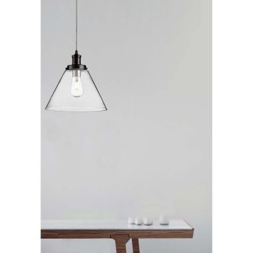 Searchlight Pyramid - lampe suspendue - Ø 29 x 100 cm - transparent et noir mat