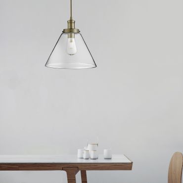 Searchlight Pyramid - lampe suspendue - Ø 29 x 100 cm - laiton antique