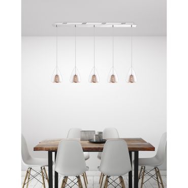 Nova Luce Hugo - lampe suspendue - 112 x 120 cm - or rose et chrome